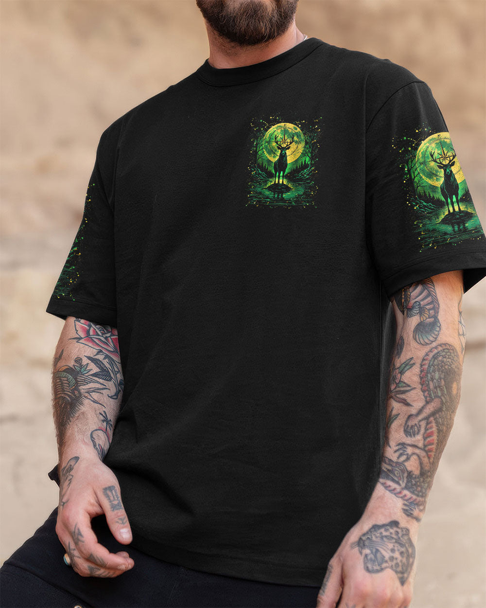 BLISSCORNERS WILDERNESS WANDERER ROAMING FREE LIVING WILD DEER ALL OVER PRINT