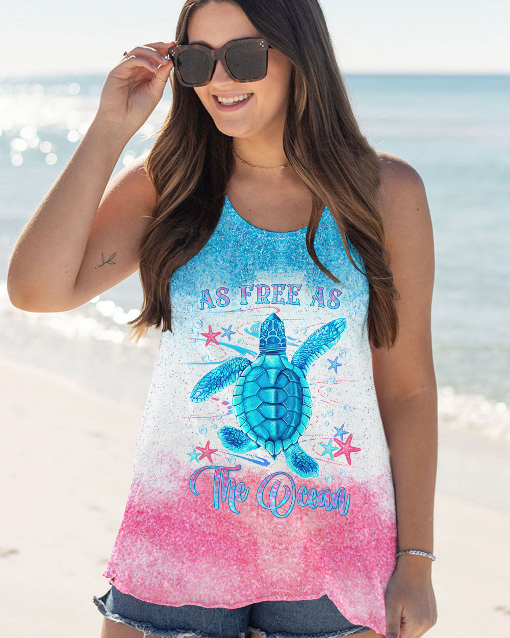 BLISSCORNERS AS FREE AS THE OCEAN TURTLE ALL OVER PRINT