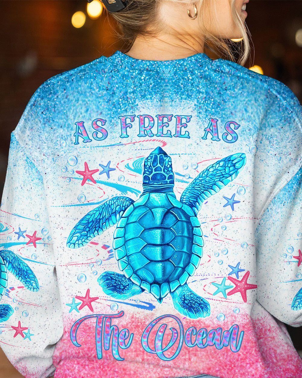 BLISSCORNERS AS FREE AS THE OCEAN TURTLE ALL OVER PRINT
