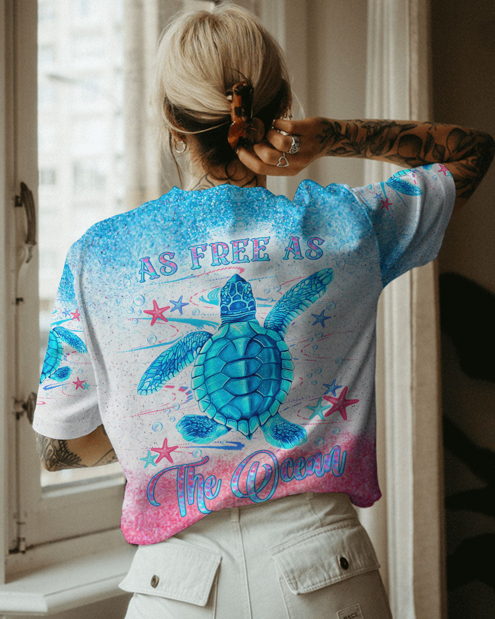 BLISSCORNERS AS FREE AS THE OCEAN TURTLE ALL OVER PRINT