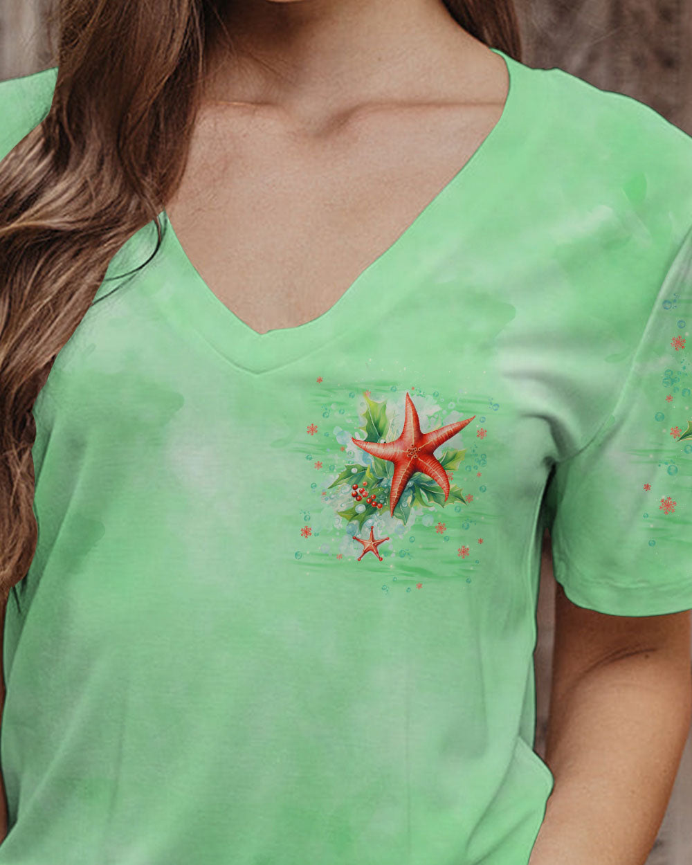 BLISSCORNERS STARFISH WISHES AND MISTLETOE KISSES CHRISTMAS ALL OVER PRINT