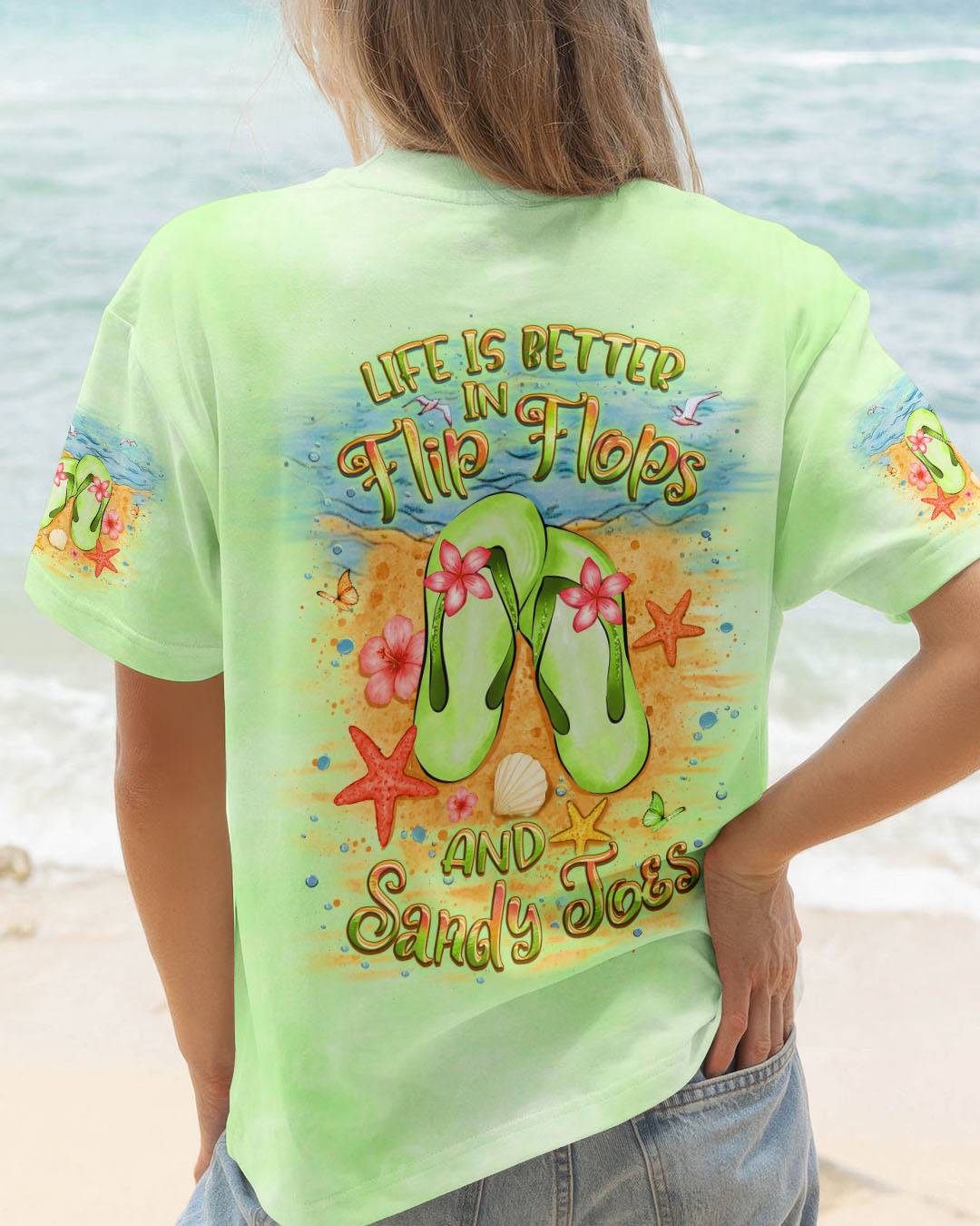 BLISSCORNERS LIFE IS BETTER IN FLIP-FLOPS AND SANDY TOES ALL OVER PRINT