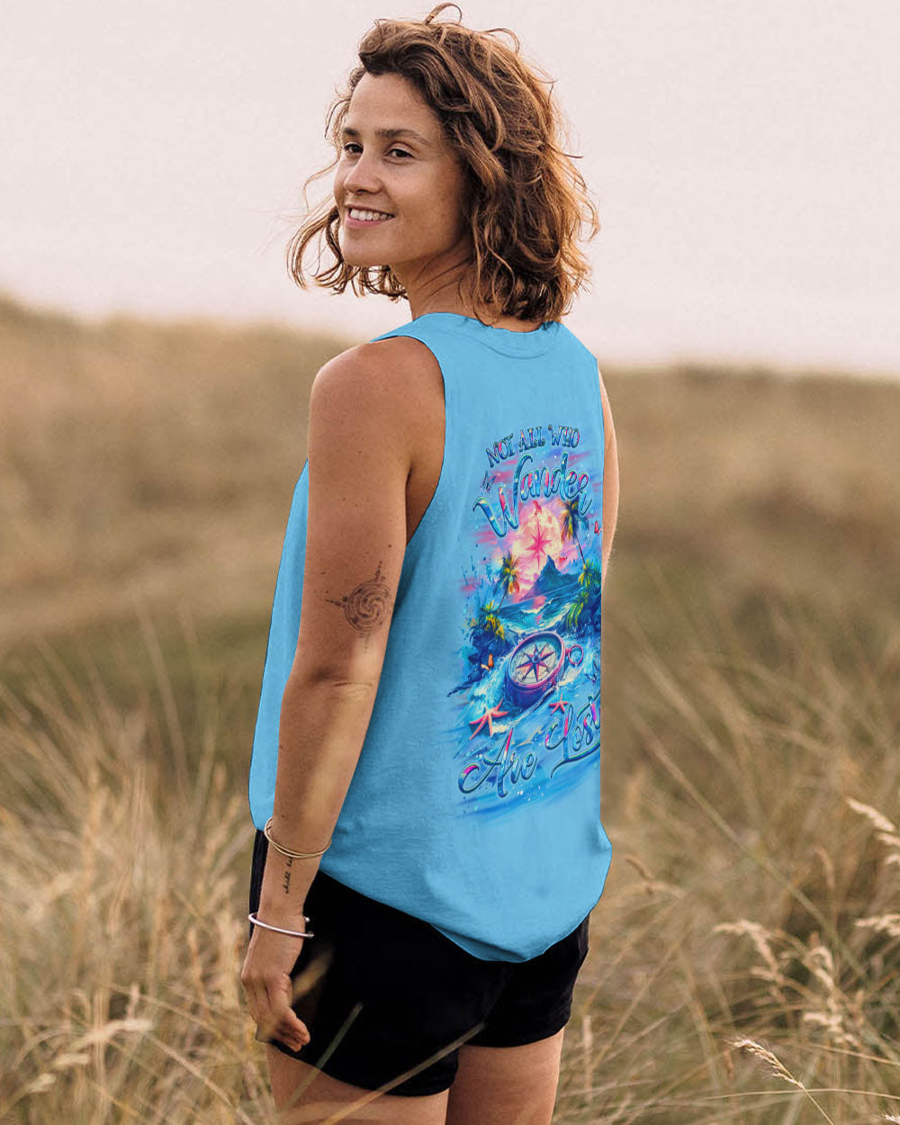 BLISSCORNERS NOT ALL WHO WANDER ARE LOST COMPASS BEACH ALL OVER PRINT