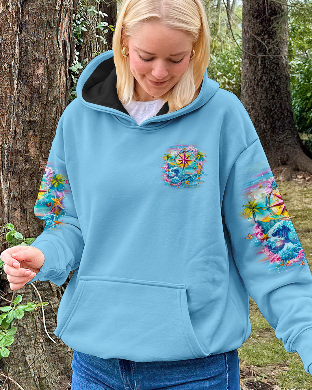 BLISSCORNERS SMELL THE SEA FEEL THE BREEZE COMPASS ALL OVER PRINT