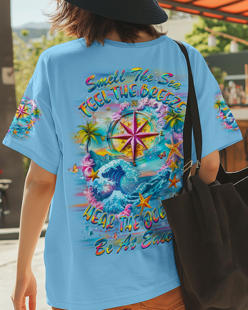 BLISSCORNERS SMELL THE SEA FEEL THE BREEZE COMPASS ALL OVER PRINT