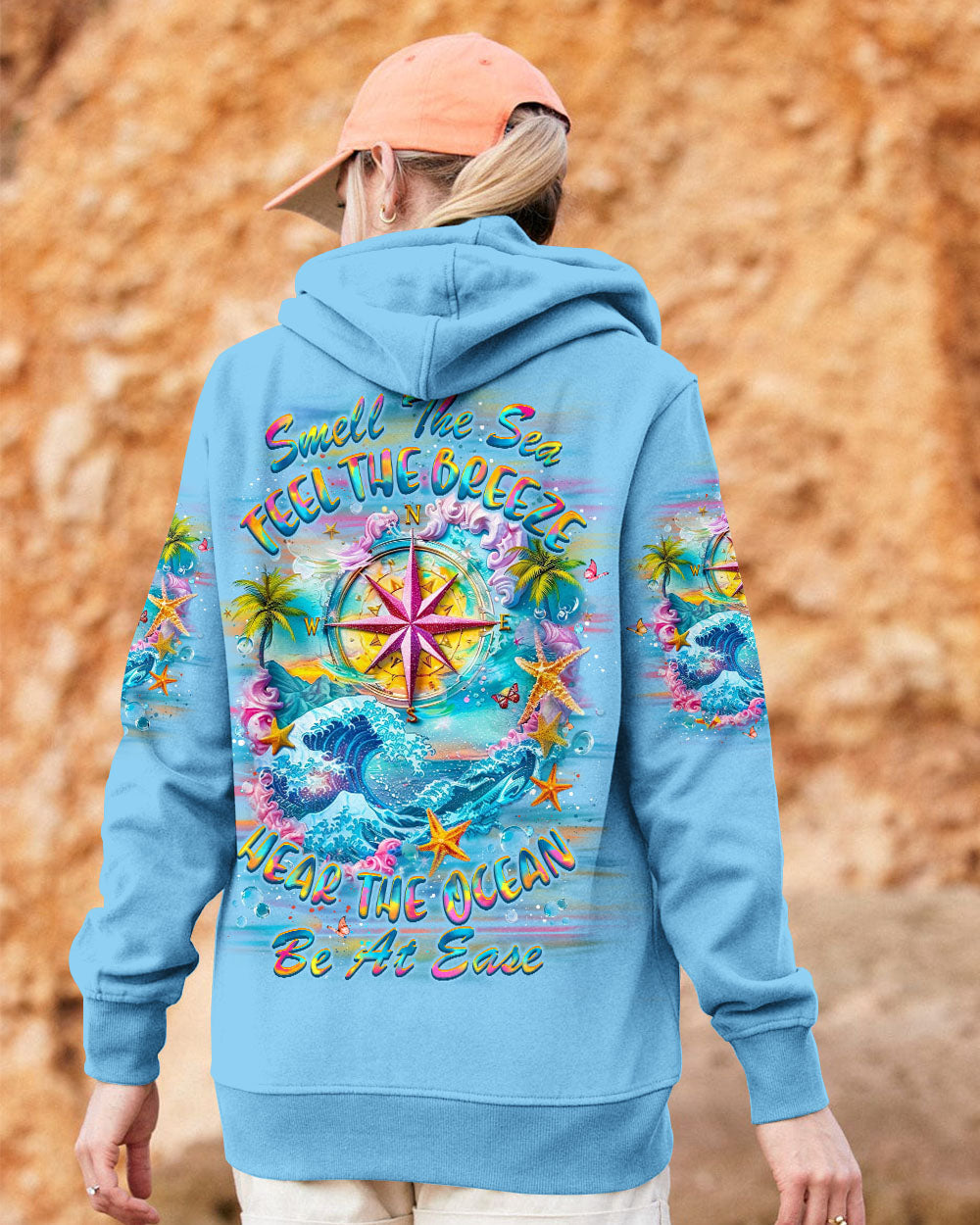 BLISSCORNERS SMELL THE SEA FEEL THE BREEZE COMPASS ALL OVER PRINT