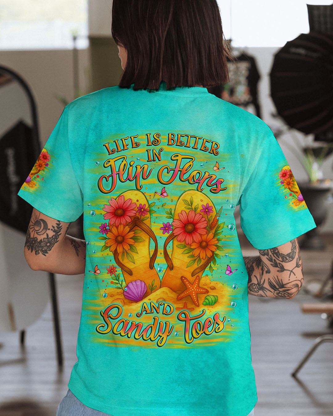 BLISSCORNERS LIFE IS BETTER IN FLIP-FLOPS AND SANDY TOES ALL OVER PRINT