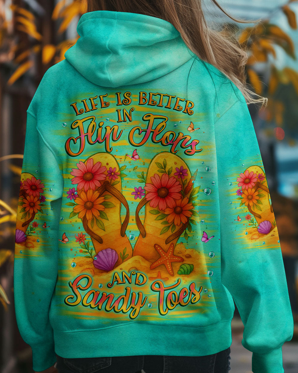 BLISSCORNERS LIFE IS BETTER IN FLIP-FLOPS AND SANDY TOES ALL OVER PRINT
