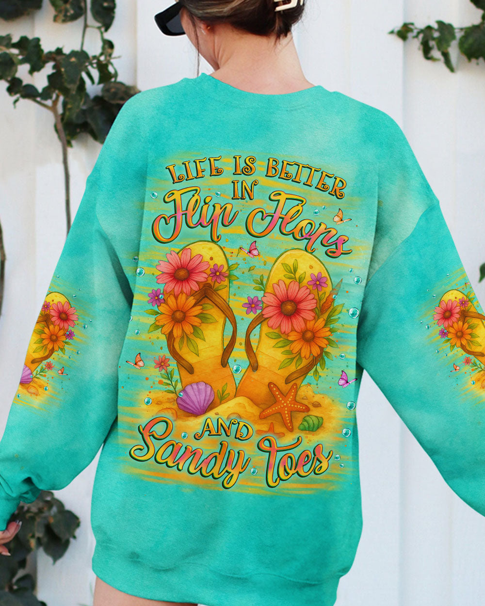BLISSCORNERS LIFE IS BETTER IN FLIP-FLOPS AND SANDY TOES ALL OVER PRINT