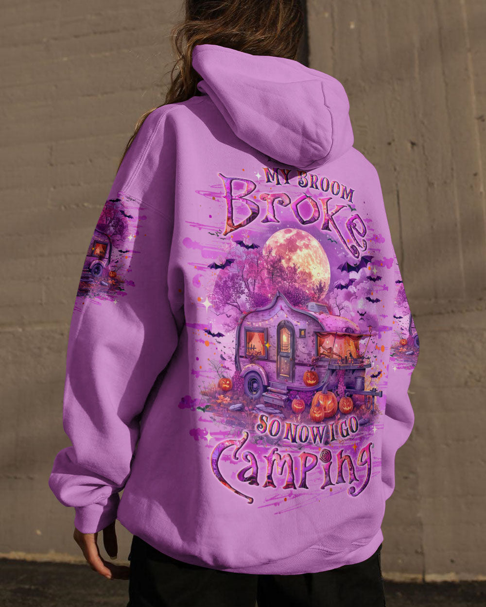 BLISSCORNERS MY BROOM BROKE SO NOW HALLOWEEN CAMPING ALL OVER PRINT
