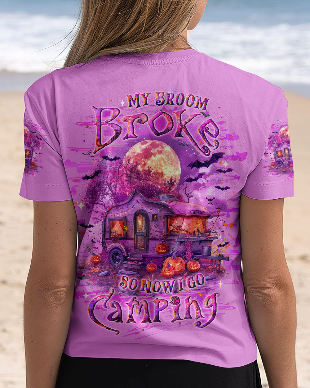 BLISSCORNERS MY BROOM BROKE SO NOW HALLOWEEN CAMPING ALL OVER PRINT