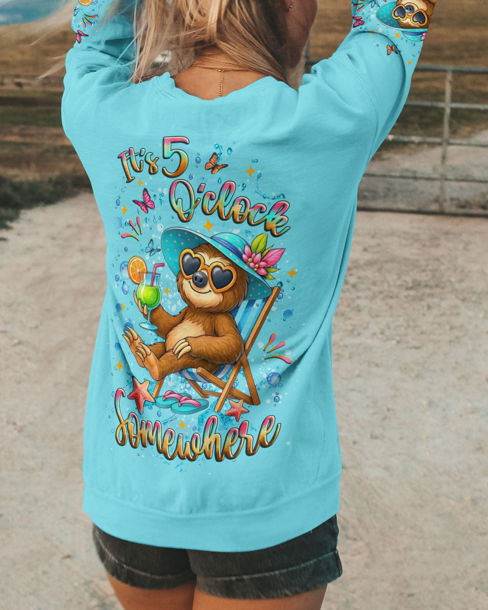BLISSCORNERS IT'S 5 O'CLOCK SOMEWHERE SLOTH ALL OVER PRINT