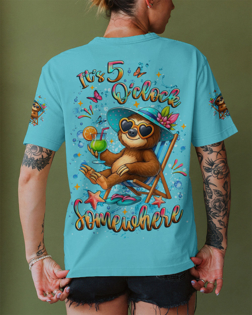 BLISSCORNERS IT'S 5 O'CLOCK SOMEWHERE SLOTH ALL OVER PRINT