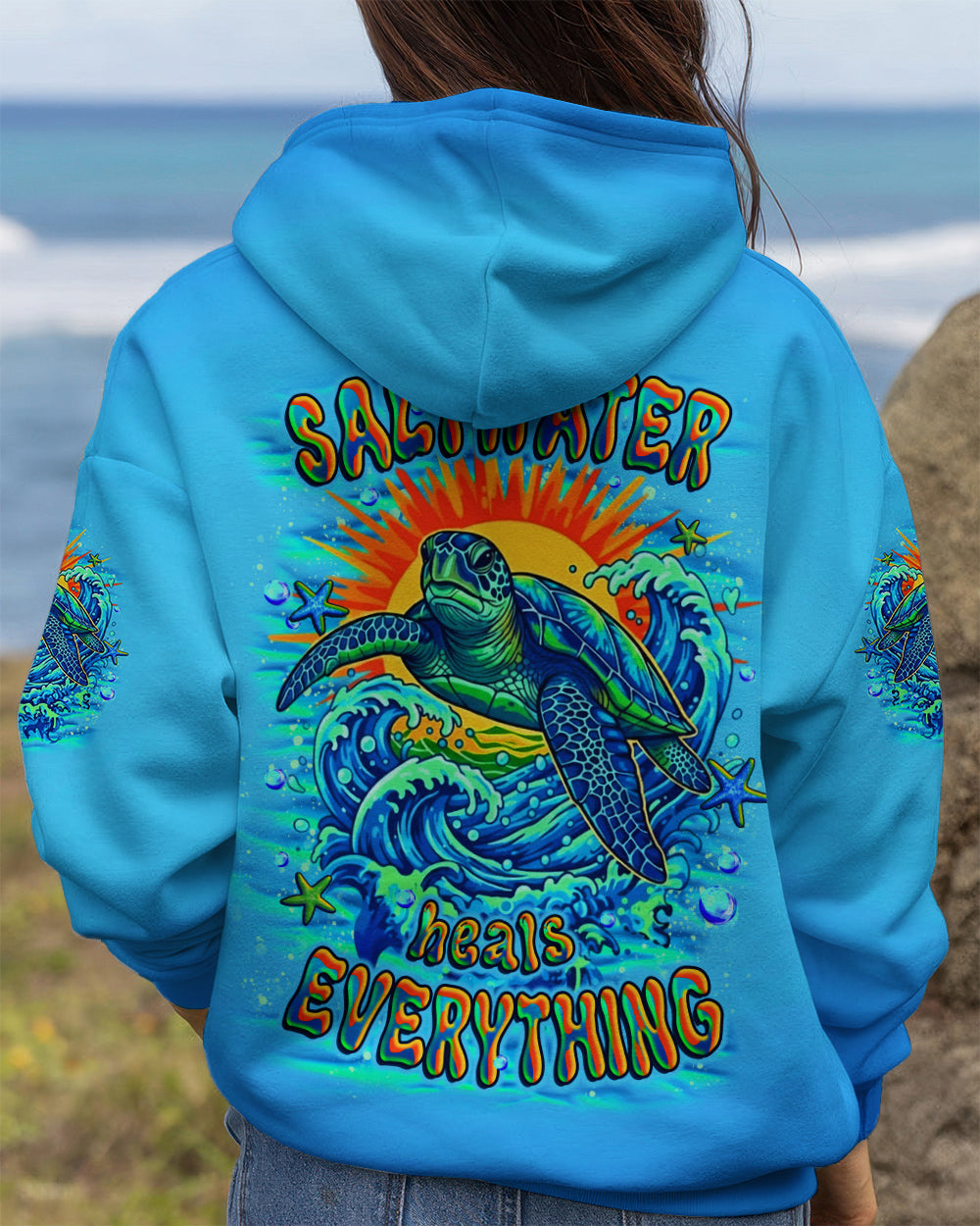 BLISSCORNERS SALTWATER HEALS EVERYTHING TURTLE ALL OVER PRINT