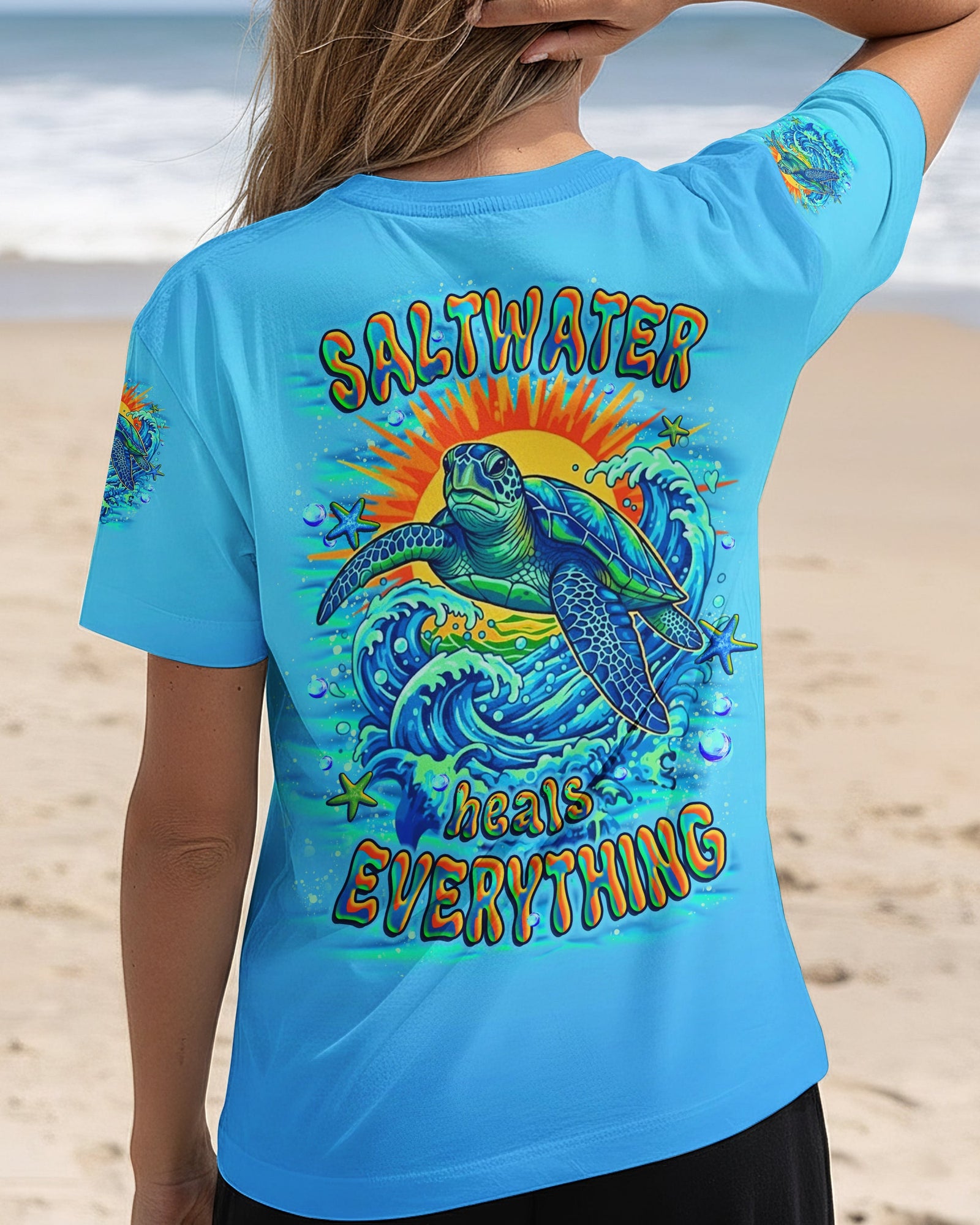 BLISSCORNERS SALTWATER HEALS EVERYTHING TURTLE ALL OVER PRINT