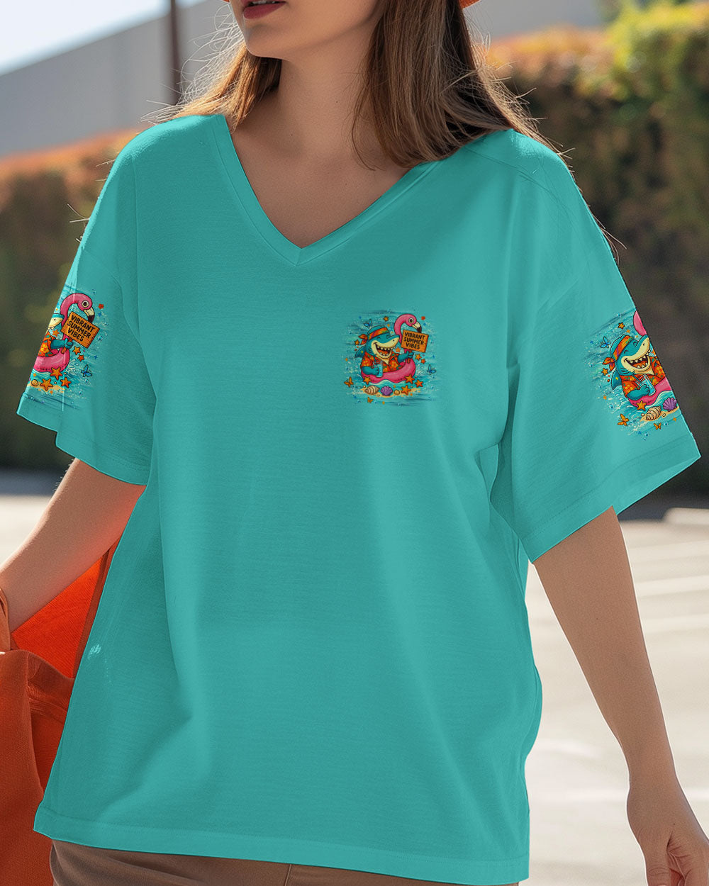 BLISSCORNERS DON'T WORRY BEACH HAPPY SHARK ALL OVER PRINT