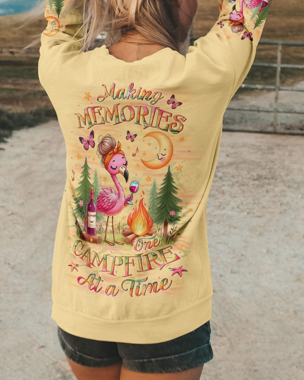 BLISSCORNERS MAKING MEMORIES ONE CAMPFIRE AT A TIME FLAMINGO ALL OVER PRINT