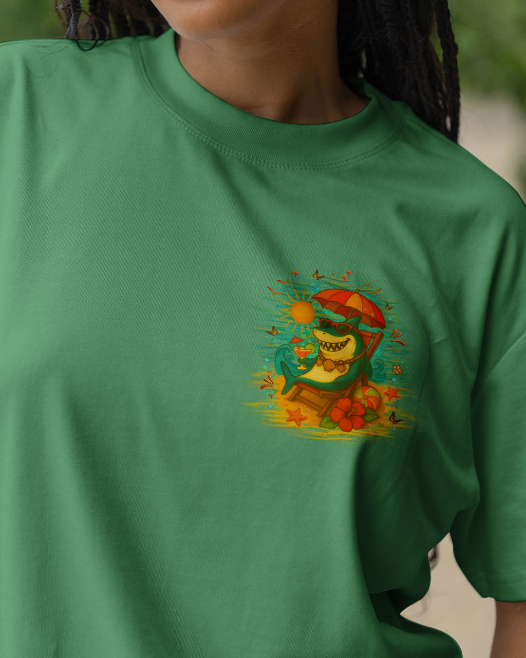 BLISSCORNERS IT'S 5 O'CLOCK SOMEWHERE SHARK ALL OVER PRINT