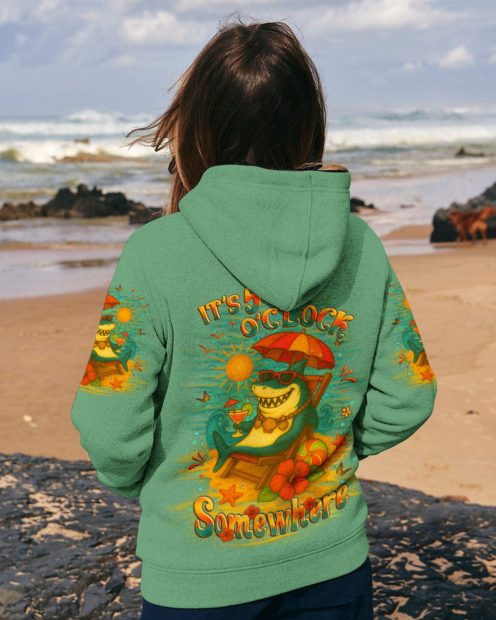 BLISSCORNERS IT'S 5 O'CLOCK SOMEWHERE SHARK ALL OVER PRINT