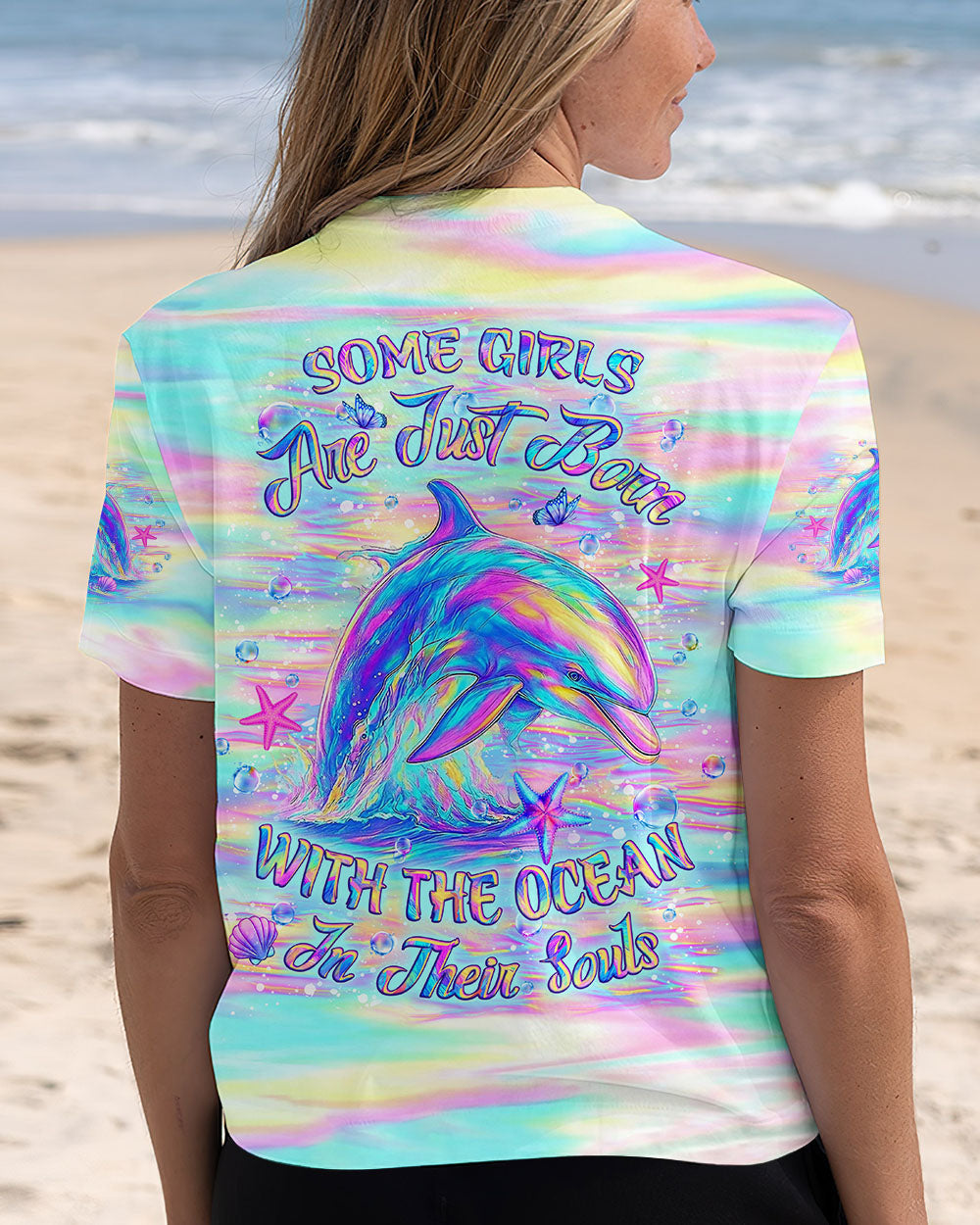 BLISSCORNERS SOME GIRLS ARE JUST BORN DOLPHIN ALL OVER PRINT