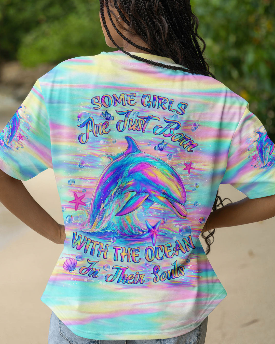 BLISSCORNERS SOME GIRLS ARE JUST BORN DOLPHIN ALL OVER PRINT
