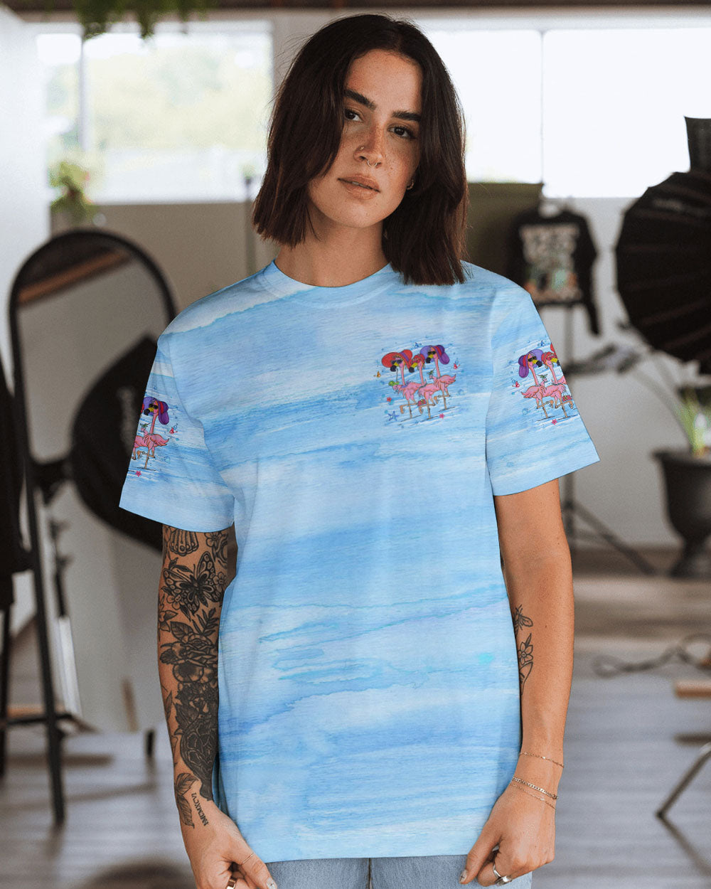 BLISSCORNERS SOME GIRLS ARE JUST BORN FLAMINGO ALL OVER PRINT