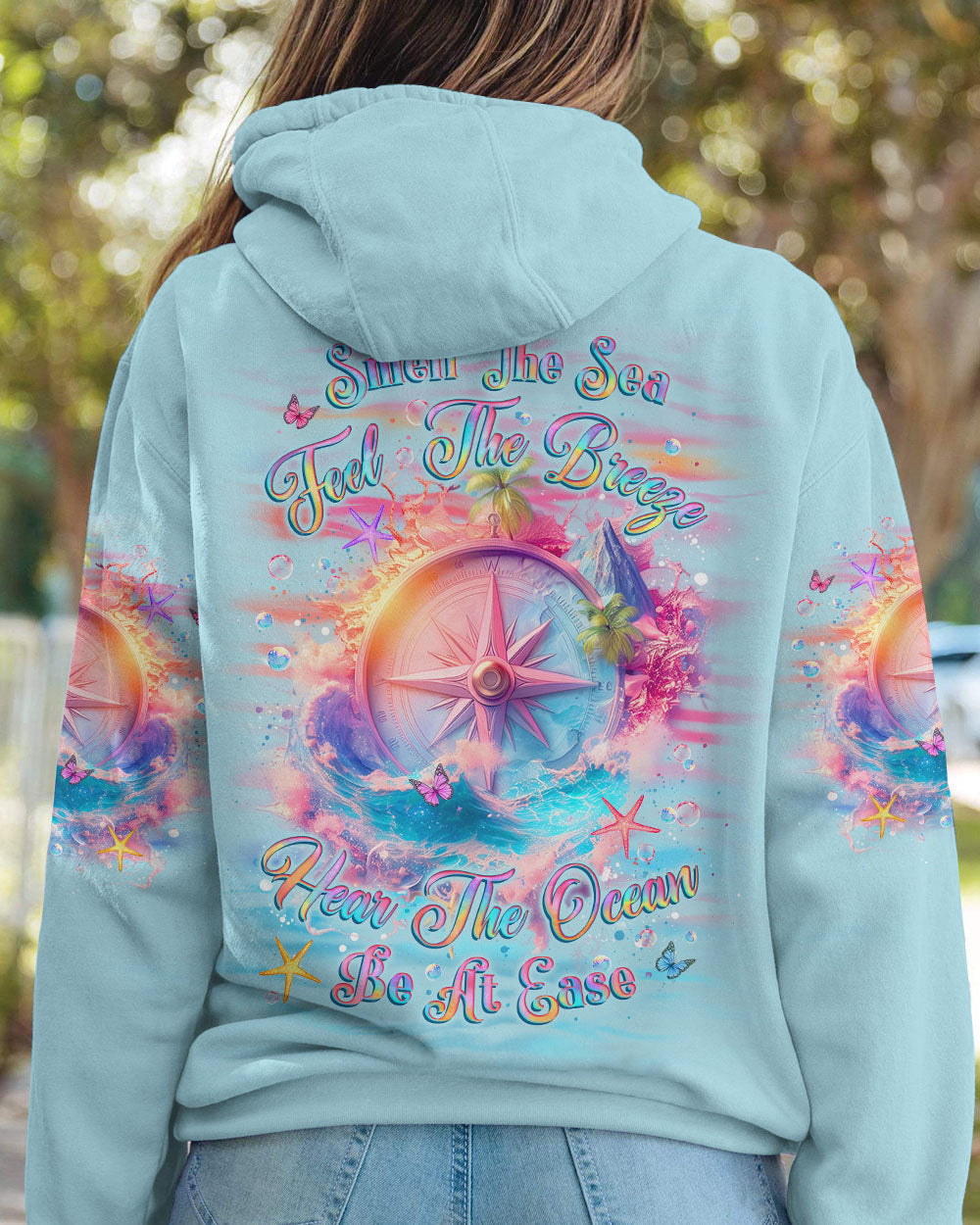 BLISSCORNERS SMELL THE SEA FEEL THE BREEZE COMPASS ALL OVER PRINT