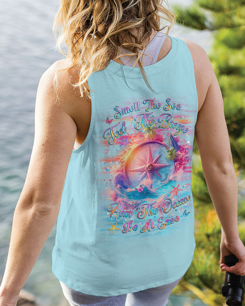 BLISSCORNERS SMELL THE SEA FEEL THE BREEZE COMPASS ALL OVER PRINT