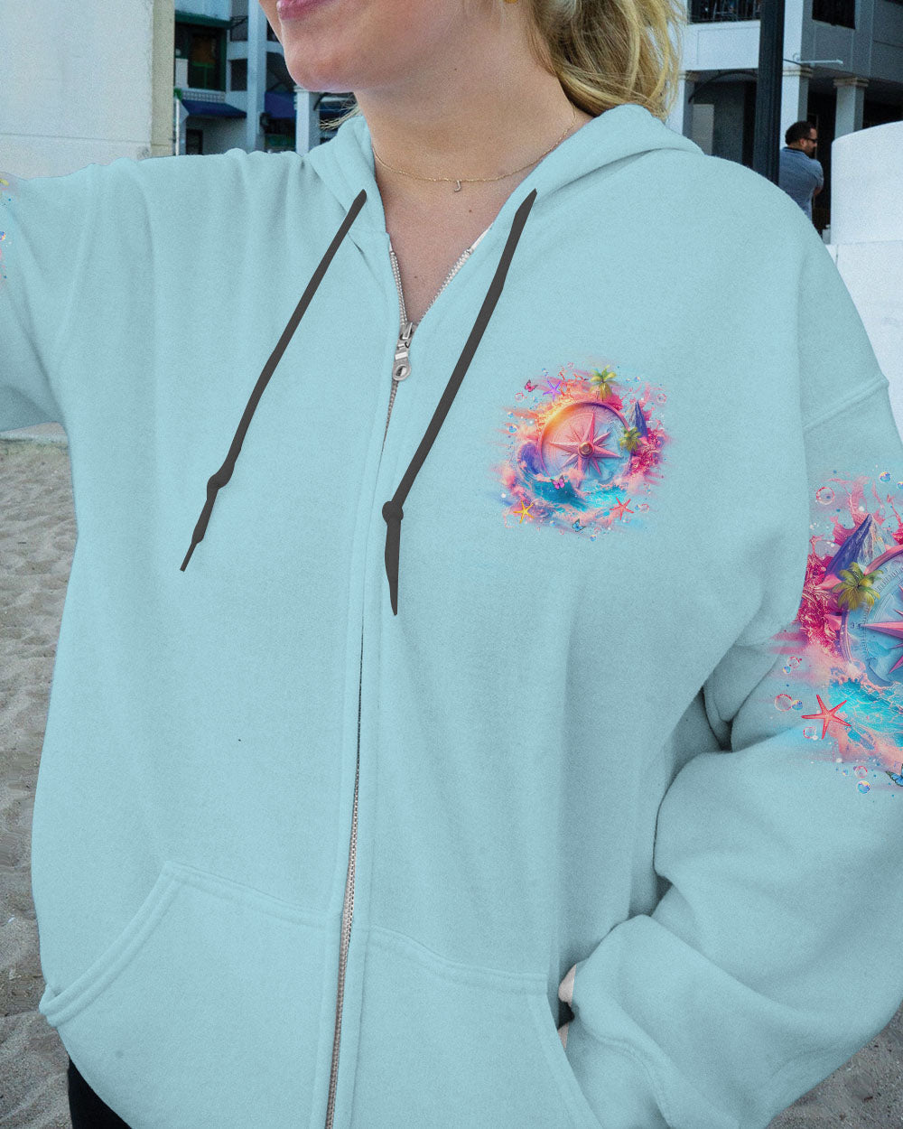 BLISSCORNERS SMELL THE SEA FEEL THE BREEZE COMPASS ALL OVER PRINT