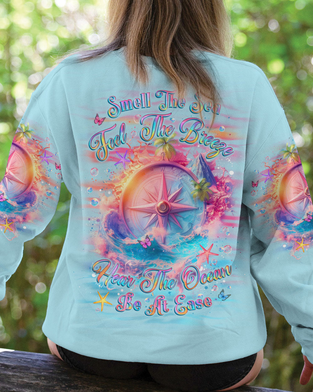 BLISSCORNERS SMELL THE SEA FEEL THE BREEZE COMPASS ALL OVER PRINT