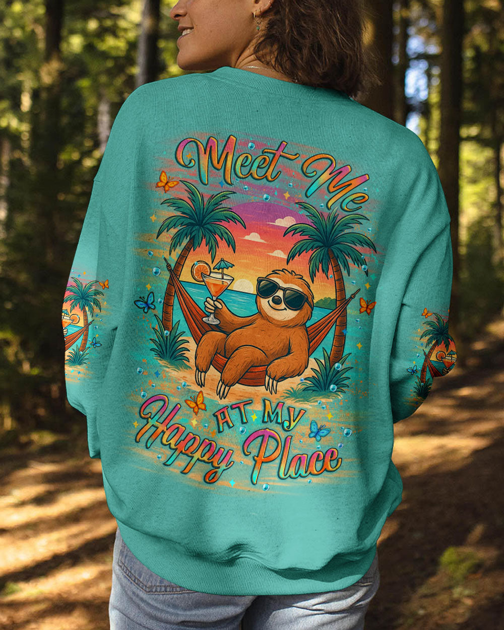 BLISSCORNERS MEET ME AT MY HAPPY PLACE SLOTH ALL OVER PRINT