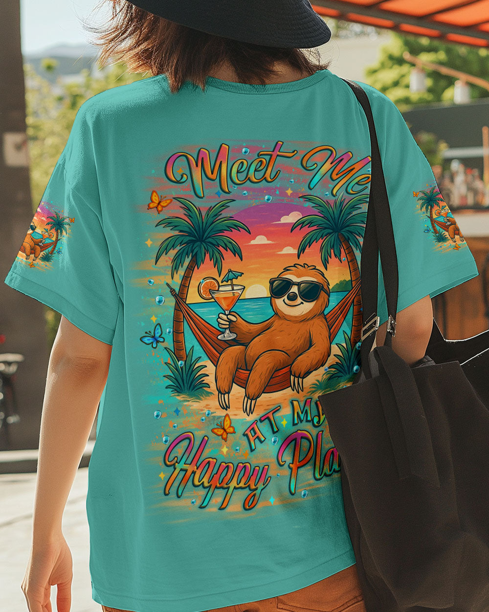 BLISSCORNERS MEET ME AT MY HAPPY PLACE SLOTH ALL OVER PRINT