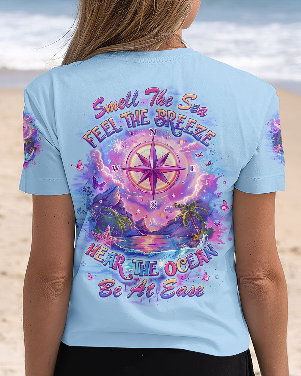 BLISSCORNERS SMELL THE SEA FEEL THE BREEZE COMPASS ALL OVER PRINT