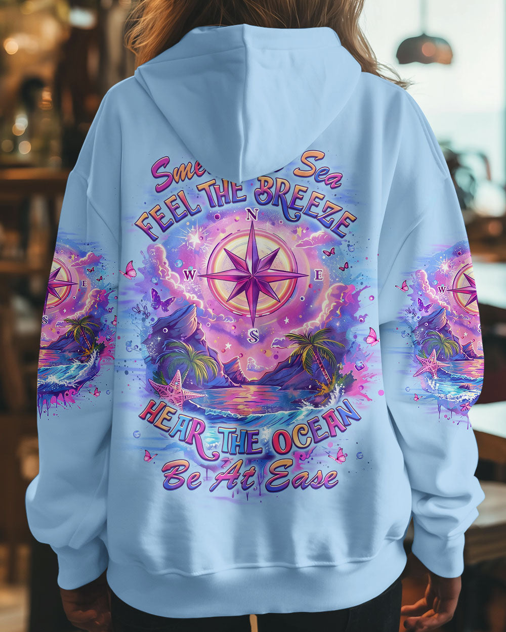BLISSCORNERS SMELL THE SEA FEEL THE BREEZE COMPASS ALL OVER PRINT