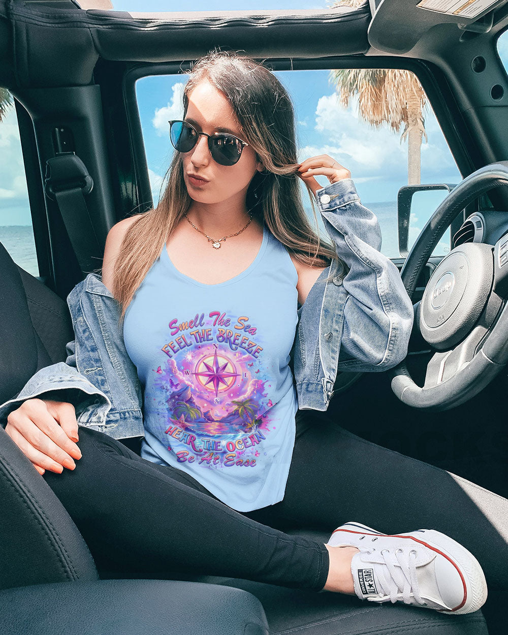 BLISSCORNERS SMELL THE SEA FEEL THE BREEZE COMPASS ALL OVER PRINT
