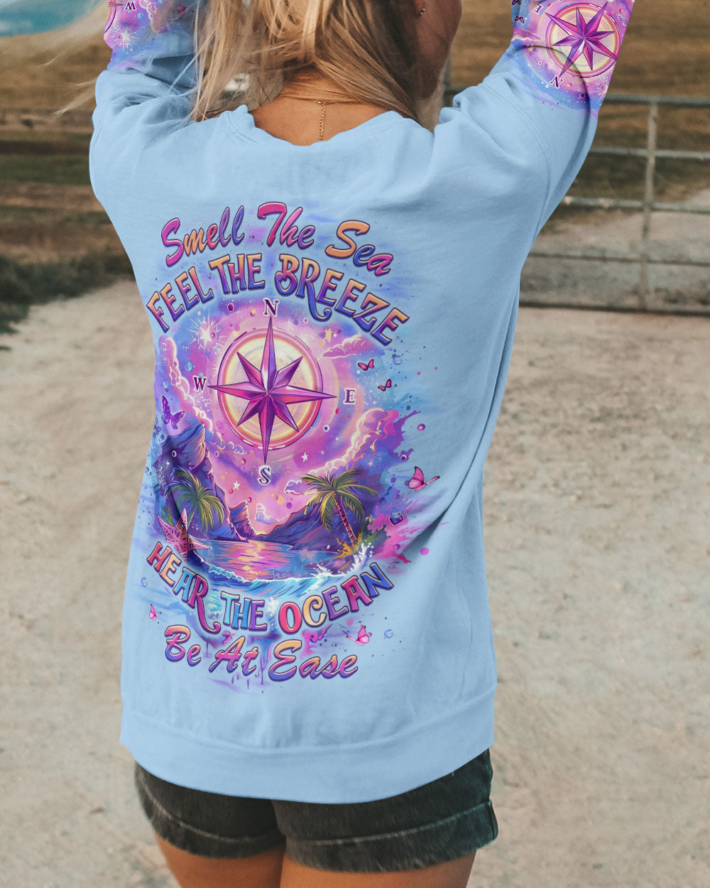 BLISSCORNERS SMELL THE SEA FEEL THE BREEZE COMPASS ALL OVER PRINT