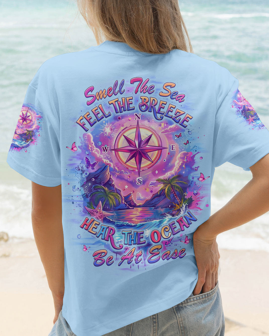 BLISSCORNERS SMELL THE SEA FEEL THE BREEZE COMPASS ALL OVER PRINT