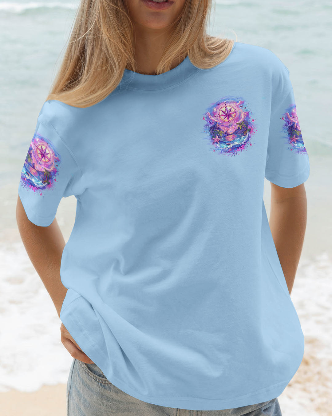 BLISSCORNERS SMELL THE SEA FEEL THE BREEZE COMPASS ALL OVER PRINT