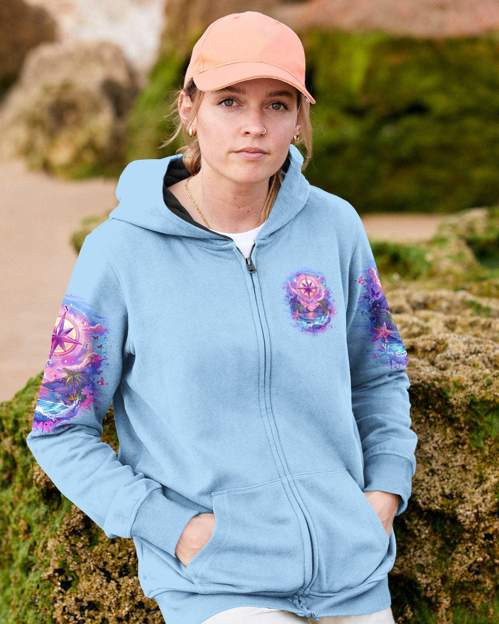 BLISSCORNERS SMELL THE SEA FEEL THE BREEZE COMPASS ALL OVER PRINT