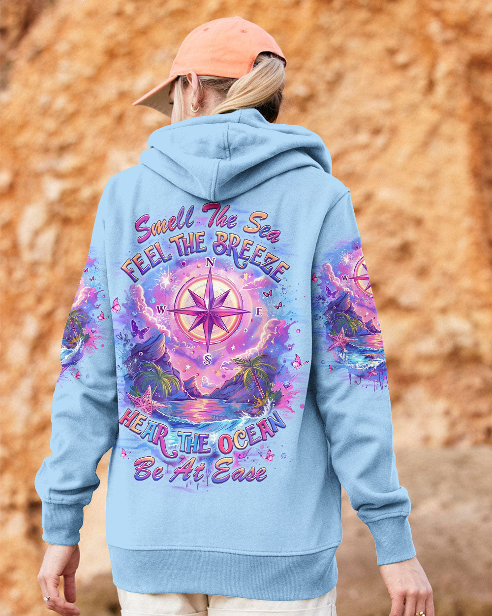BLISSCORNERS SMELL THE SEA FEEL THE BREEZE COMPASS ALL OVER PRINT