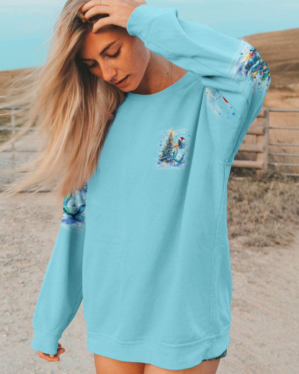BLISSCORNERS HOLLY JOLLY MERMAID CHRISTMAS ALL OVER PRINT