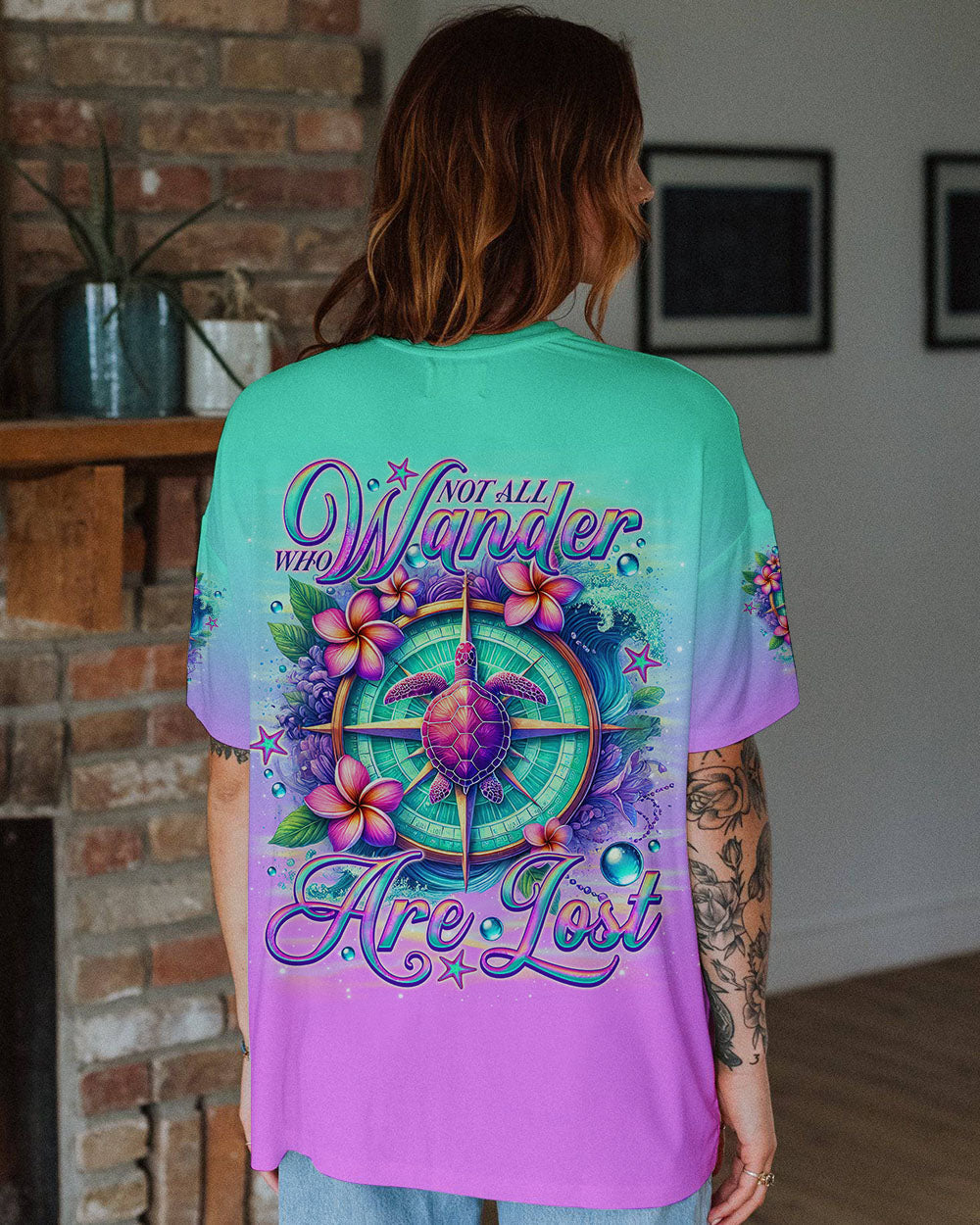 BLISSCORNERS NOT ALL WHO WANDER ARE LOST TURTLE ALL OVER PRINT