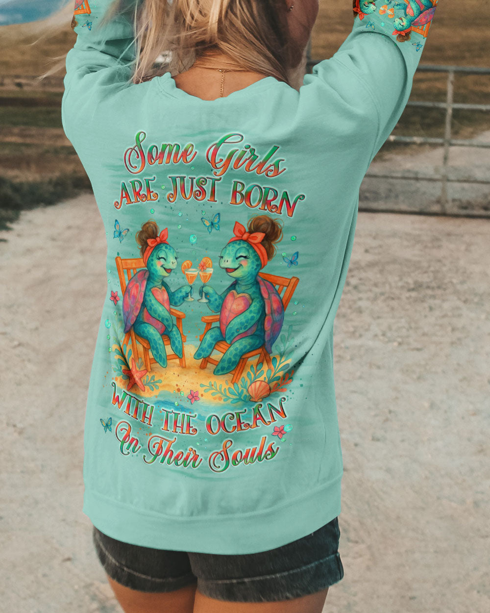 BLISSCORNERS SOME GIRLS ARE JUST BORN TURTLE ALL OVER PRINT