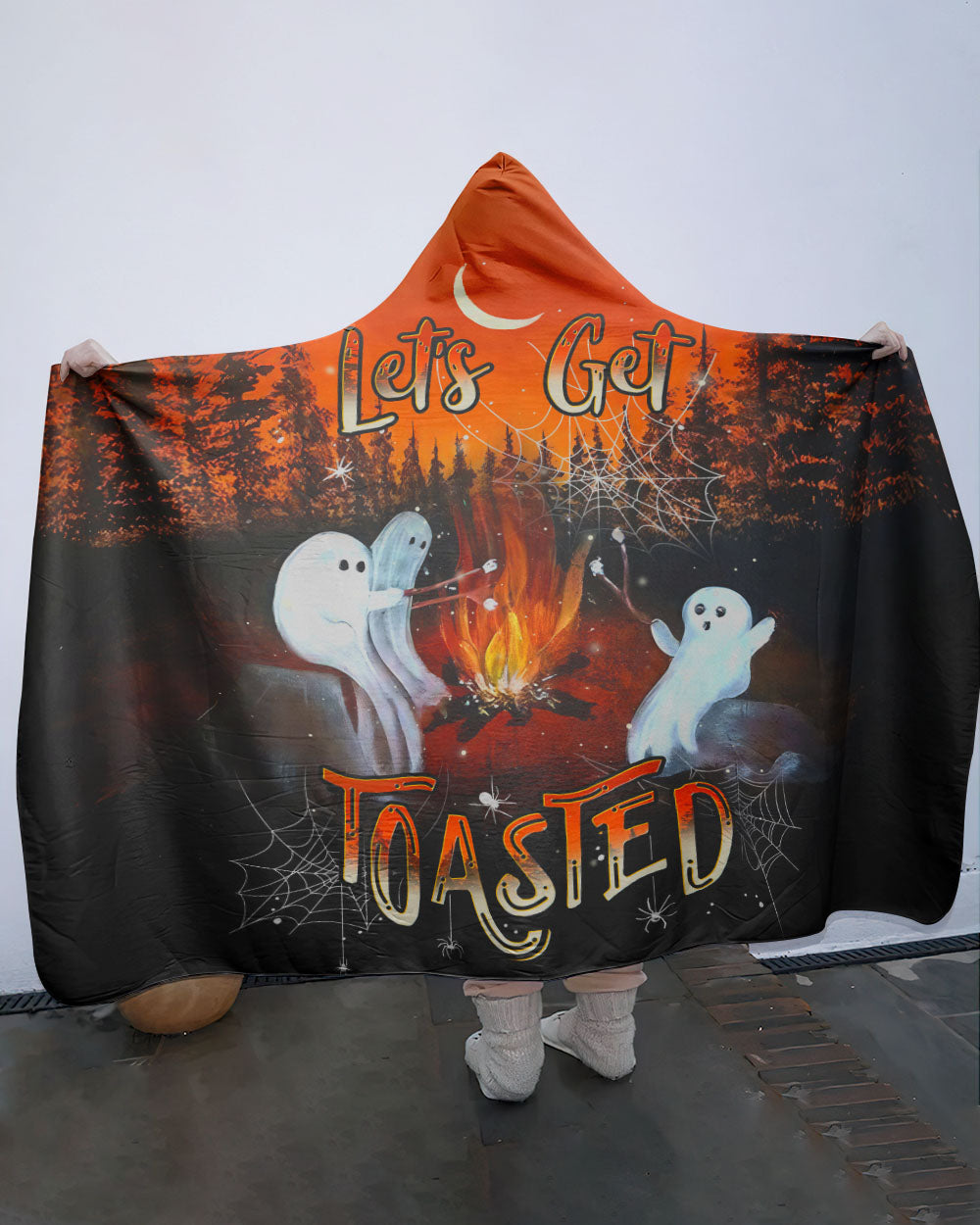 BLISSCORNERS LET'S GET TOASTED BOOS HALLOWEEN SHERPA BLANKET HOODIE