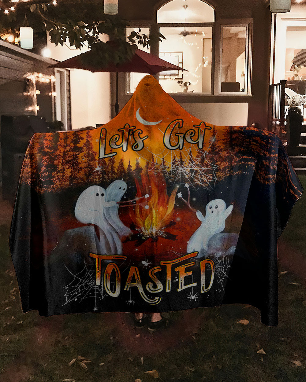 BLISSCORNERS LET'S GET TOASTED BOOS HALLOWEEN SHERPA BLANKET HOODIE