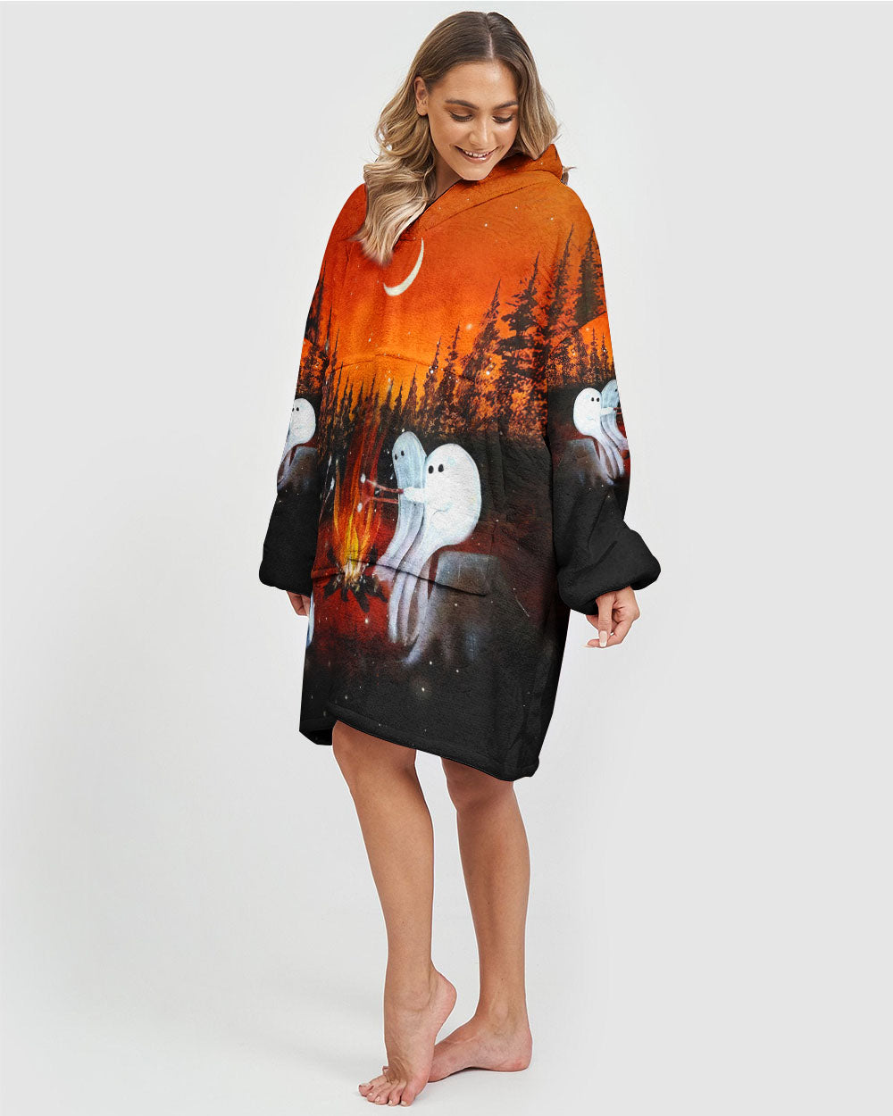 BLISSCORNERS LET'S GET TOASTED BOOS HALLOWEEN SHERPA BLANKET HOODIE