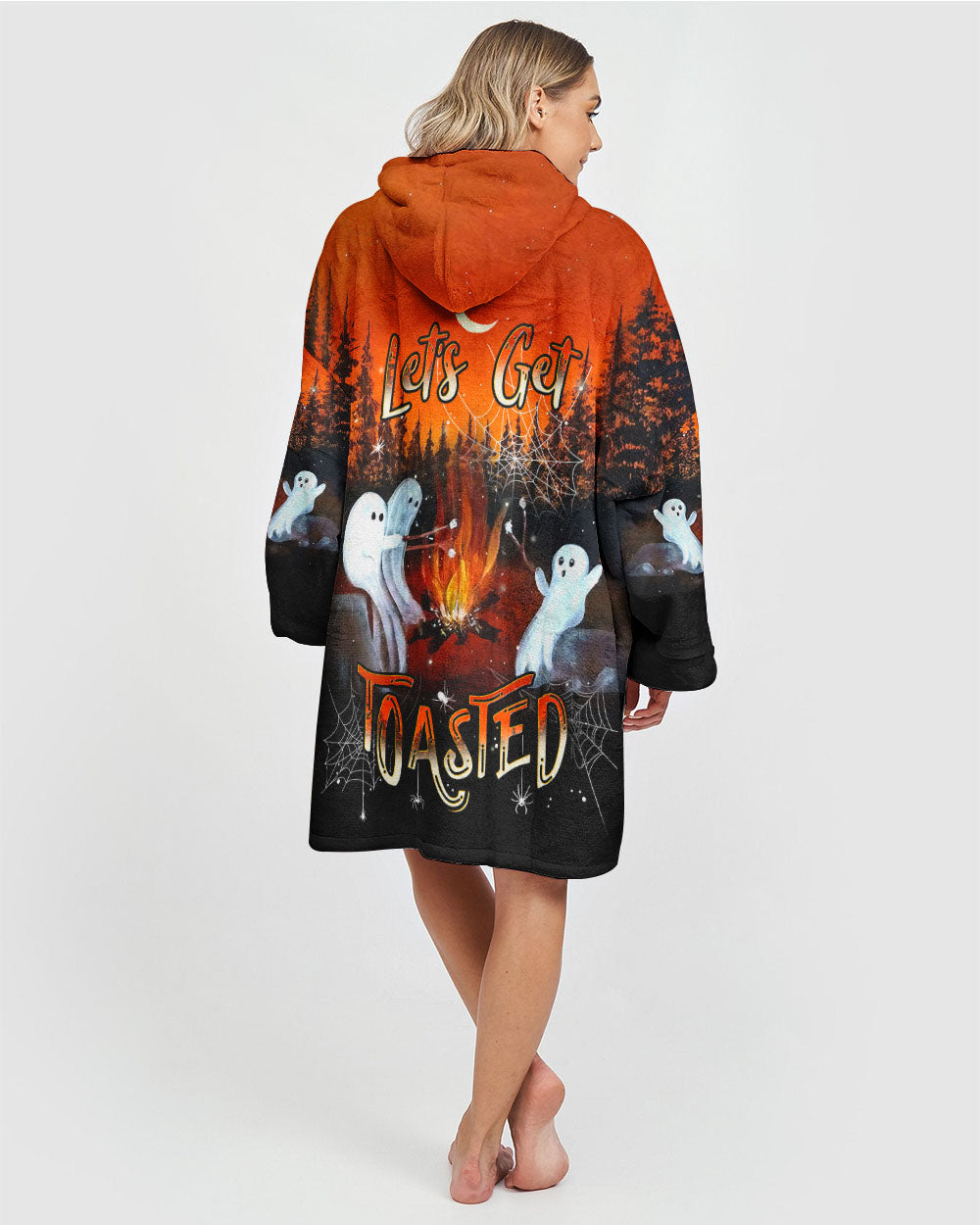 BLISSCORNERS LET'S GET TOASTED BOOS HALLOWEEN SHERPA BLANKET HOODIE