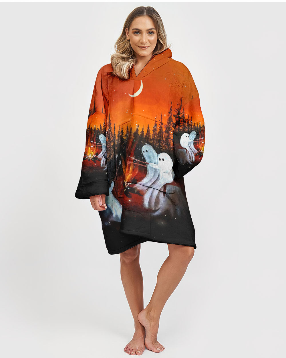 BLISSCORNERS LET'S GET TOASTED BOOS HALLOWEEN SHERPA BLANKET HOODIE