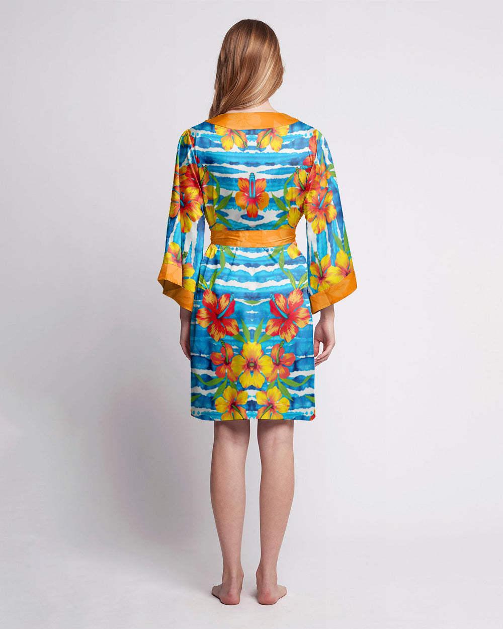 BLISSCORNERS HIBISCUS WAVES KIMONO ROBE