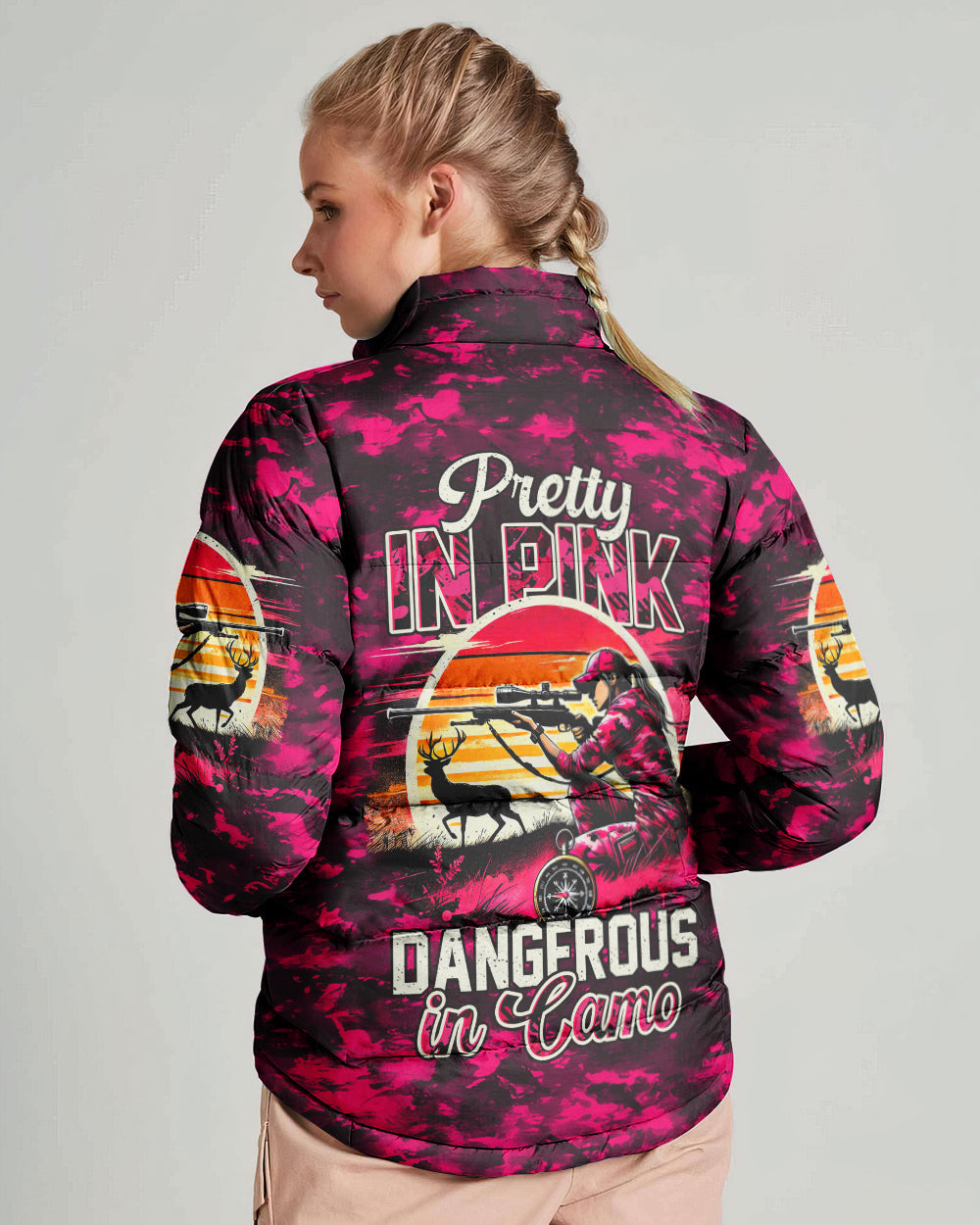 BLISSCORNERS PRETTY IN PINK HUNTING CAMO PUFFER JACKET